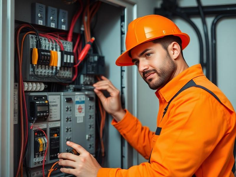 Electrician working on a distribution board